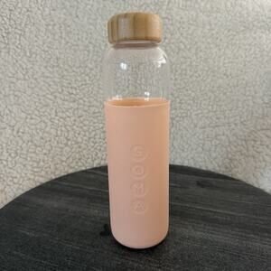 Soma C Lovely Glass Water Bottle - 17oz Light Pink Silicone Sleeve Bamboo Lid